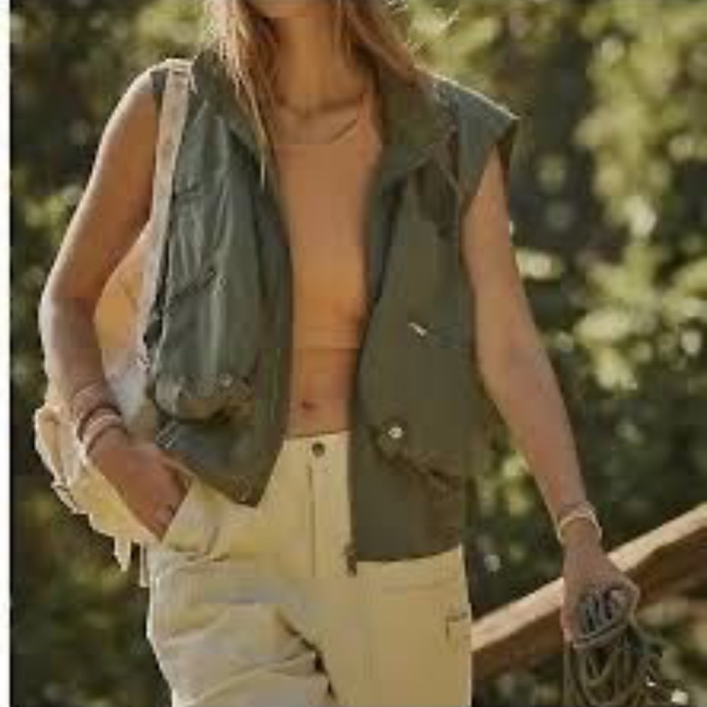 Free People Off The Grid Vest, Olive Green, Size XL